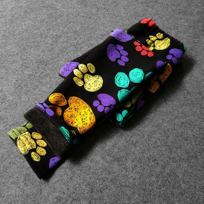 Printed Warm Velvet Leggings for Kids Girls childrensterritory