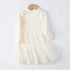 Knitted Mesh Splice Dresses for Little Girls with Round Neck childrensterritory