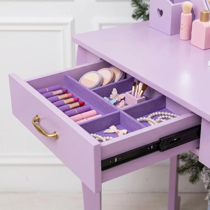 Kids Girls Makeup Dressing Play Table/Vanity Set W/ Mirror