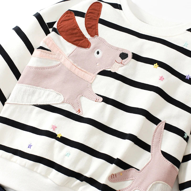 Girls Cartoon Striped Pullover and Legging Set for Autumn childrensterritory