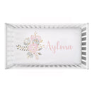 Baby Shower Gift: Customized Blush Gold Floral Bedding Set