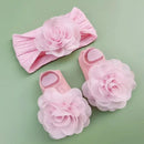 Non Slip Lace Flower Design Baby Socks+ Headbands Set childrensterritory