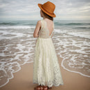 Sleeveless Lace Design Summer Long Dresses For Girls childrensterritory