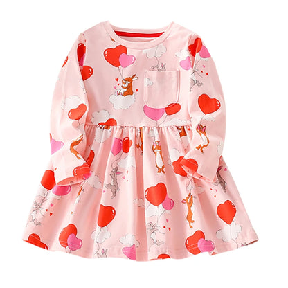 Kids Girls Cartoon Design Autumn Cotton Dresses childrensterritory