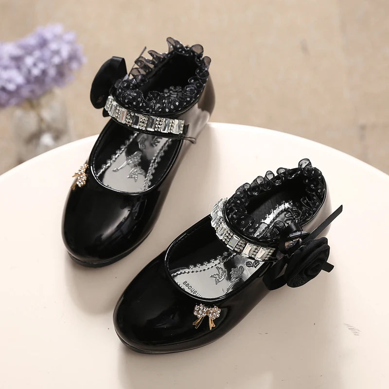 Kids Girls Elegant Beaded Princess PU Leather Sandals