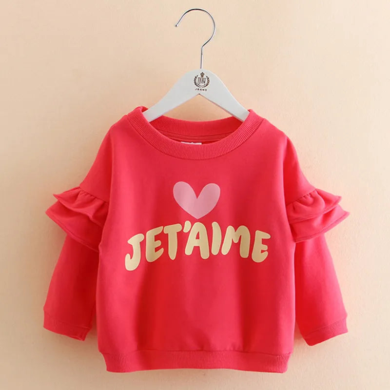 Kids Girls Letter Print Cotton Flare Trumpet Sleeve Sweatshirt childrensterritory