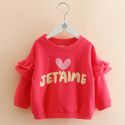 Kids Girls Letter Print Cotton Flare Trumpet Sleeve Sweatshirt childrensterritory