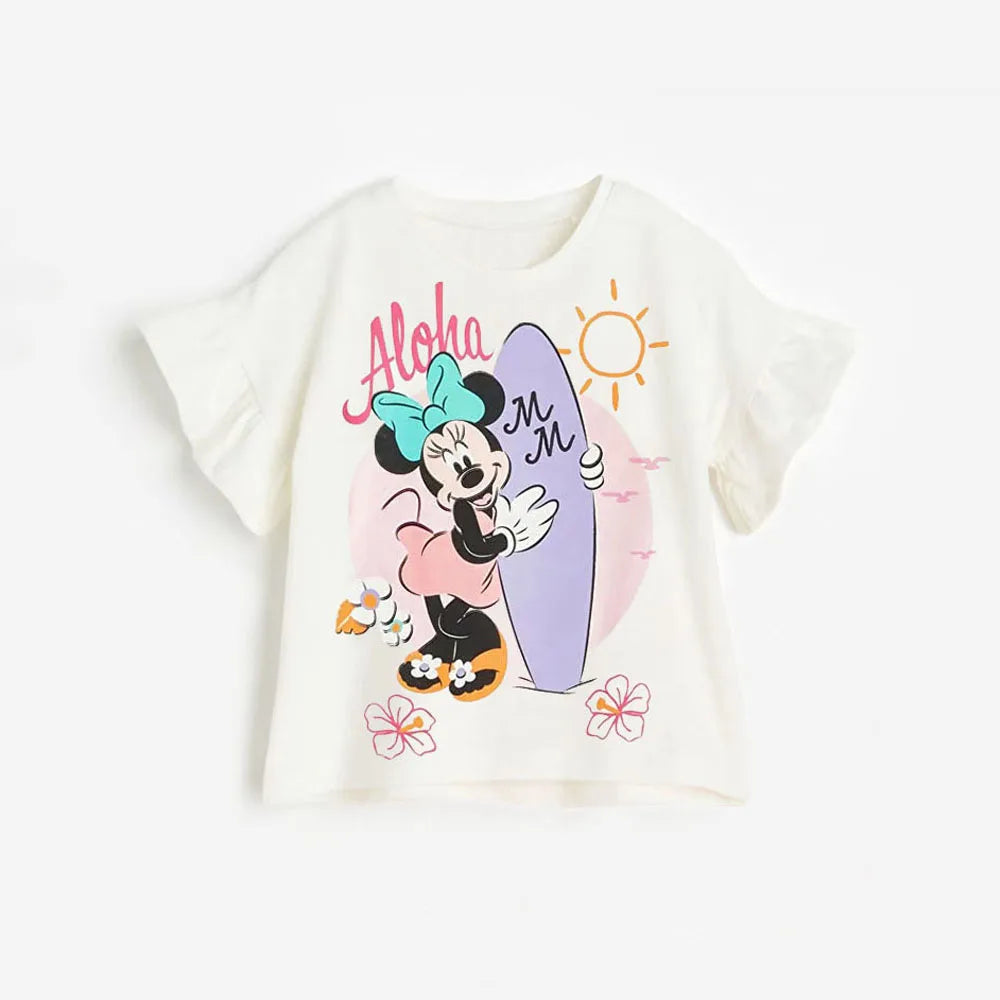 Half-Sleeves Cartoon Print Girls Cotton T-Shirts childrensterritory