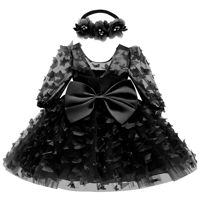 Butterfly Decorated Baby Girl Princess Birthday Dresses childrensterritory