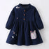 Little Girls Cartoon Bees Design Long Sleeves Dress with Pockets childrensterritory