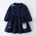 Little Girls Cartoon Bees Design Long Sleeves Dress with Pockets childrensterritory