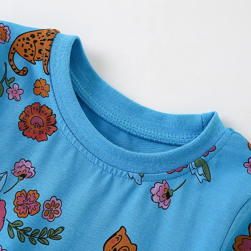 Flower Animal Print Kids Girls Cotton Casual A-LINE Dresses