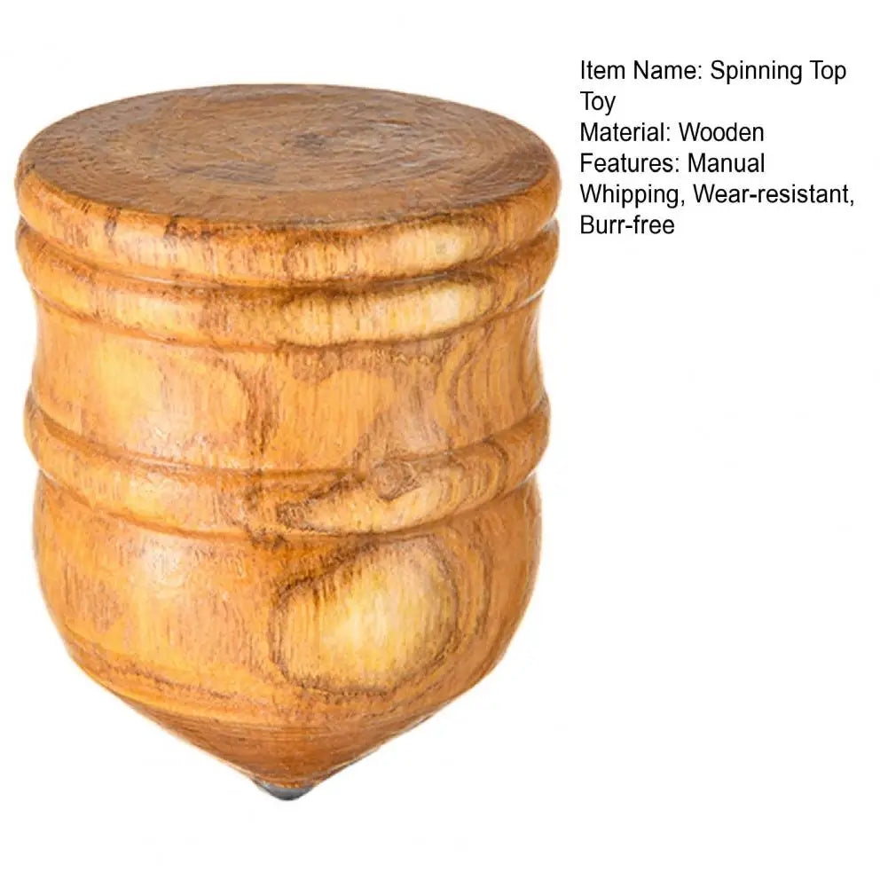 Indoor/Outdoor Wooden Spinning Top with Whip Rope Toy for Kids
