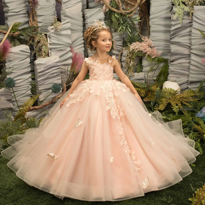 Kids Girls Floral Tulle Ball Gowns/Princess Dresses
