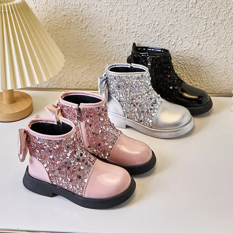 Girls Glittering Fashion Warm Zipper Boots childrensterritory