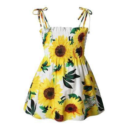 Little Girls Floral Halter Style Summer Cotton Dresses childrensterritory