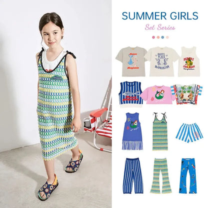 Letter and Cartoon Print Kids Casual Summer Clothes Set childrensterritory