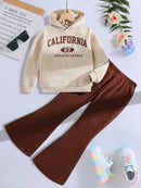 Kids Girls' Sports 2-piece Hoodie + Wide Leg Pants Outfit Set childrensterritory