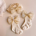 Bow Lace Design Baby Princess Cotton Socks and Headband Set