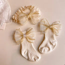 Bow Lace Design Baby Princess Cotton Socks and Headband Set