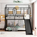 Kids' High Quality Twin Over Twin Metal Bunk Bed with Slide childrensterritory