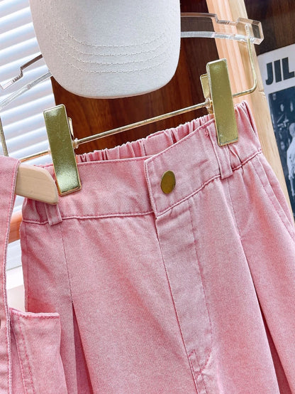 Kids Girls Denim Top with Straight Leg Pants Summer Clothes