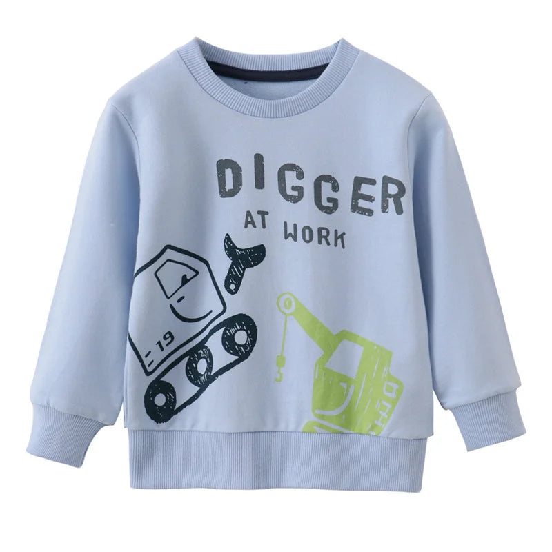 Cartoon Animal Print Long Sleeve Kids Boys Sweatshirts