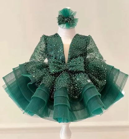 Shining V-Neck Baby/Kids Girls Communion Dresses