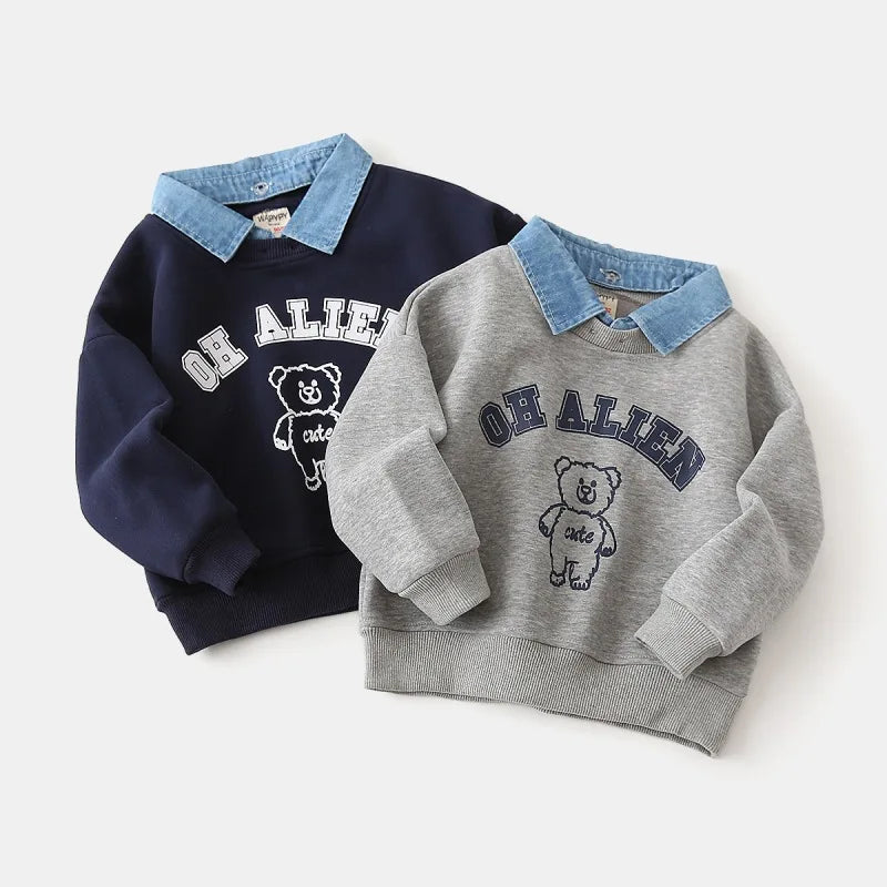 Boys' Long-Sleeved Collar Design Winter Sweater