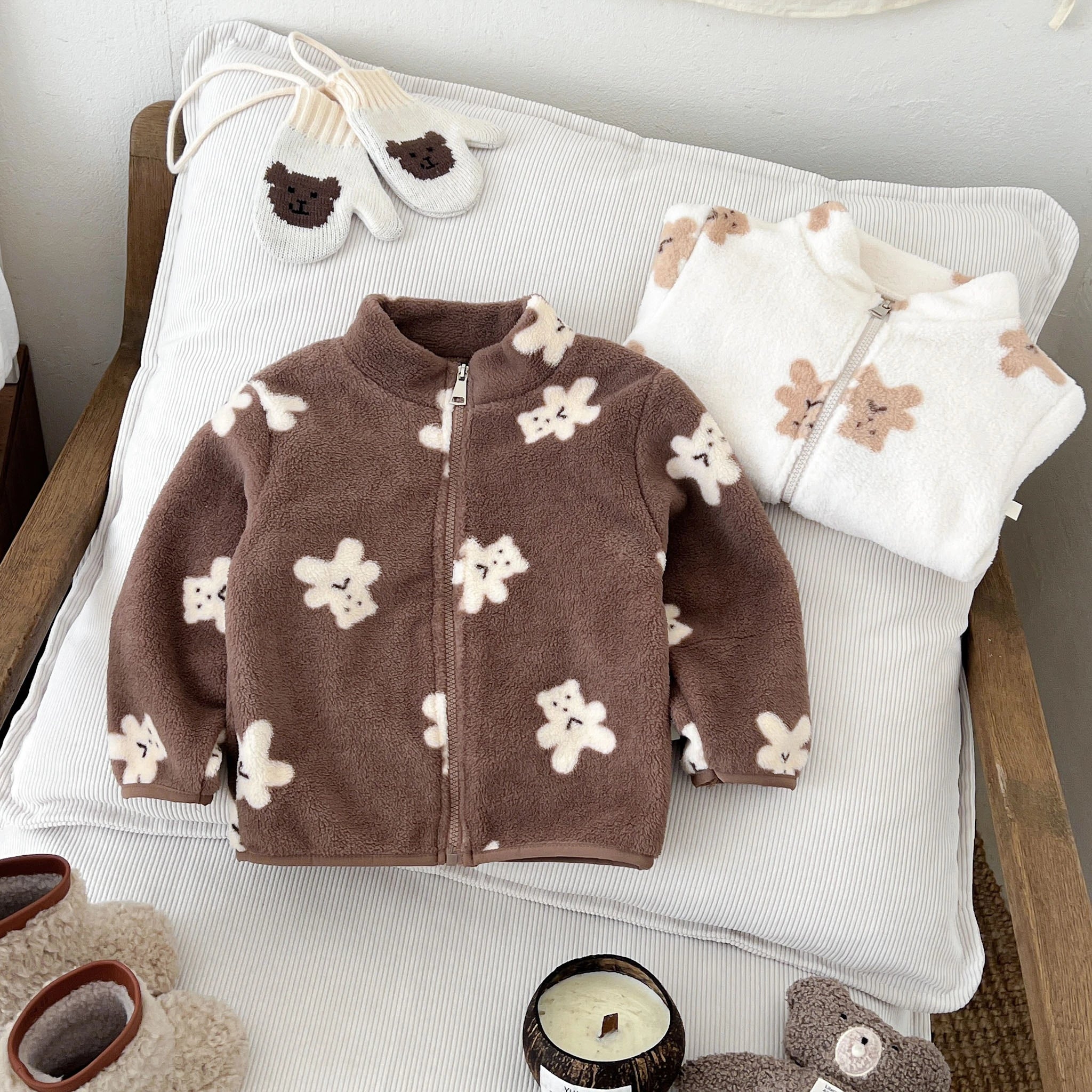 Kids Cartoon Print Long Sleeves Warm Jacket