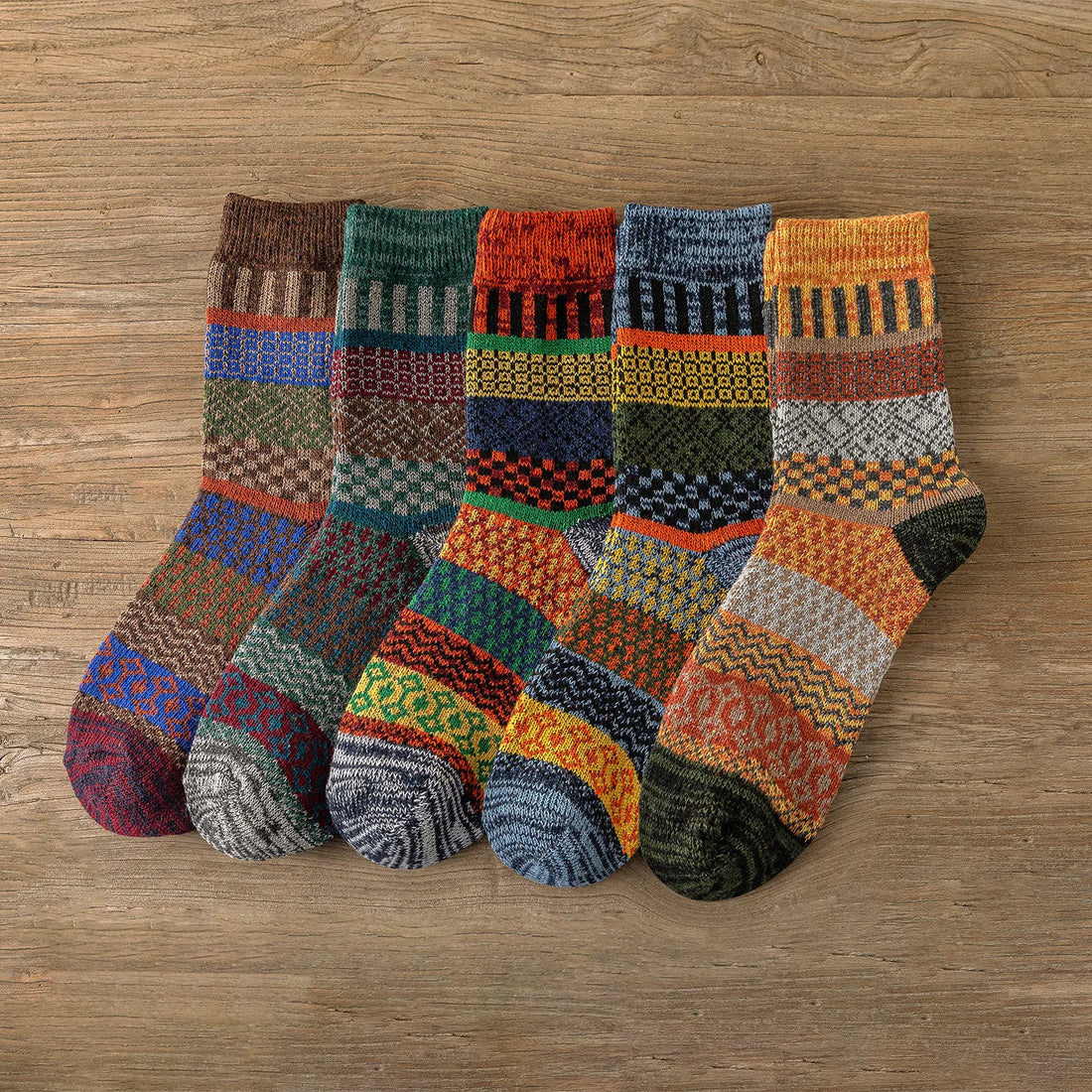 5Pairs/lot New Colorful Vintage Thick Warm Socks Free Size childrensterritory
