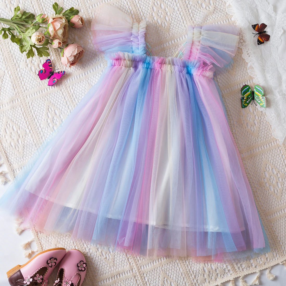 Baby Girls Ruffles Lace Design Birthday Party Princess Dresses