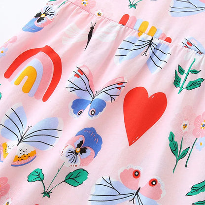Kids Girls Cartoon Print Cotton Princess Dress childrensterritory