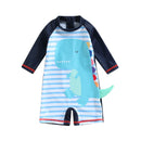Dinosaur and Stripes Print Kid Romper Swimsuit for Unisex childrensterritory