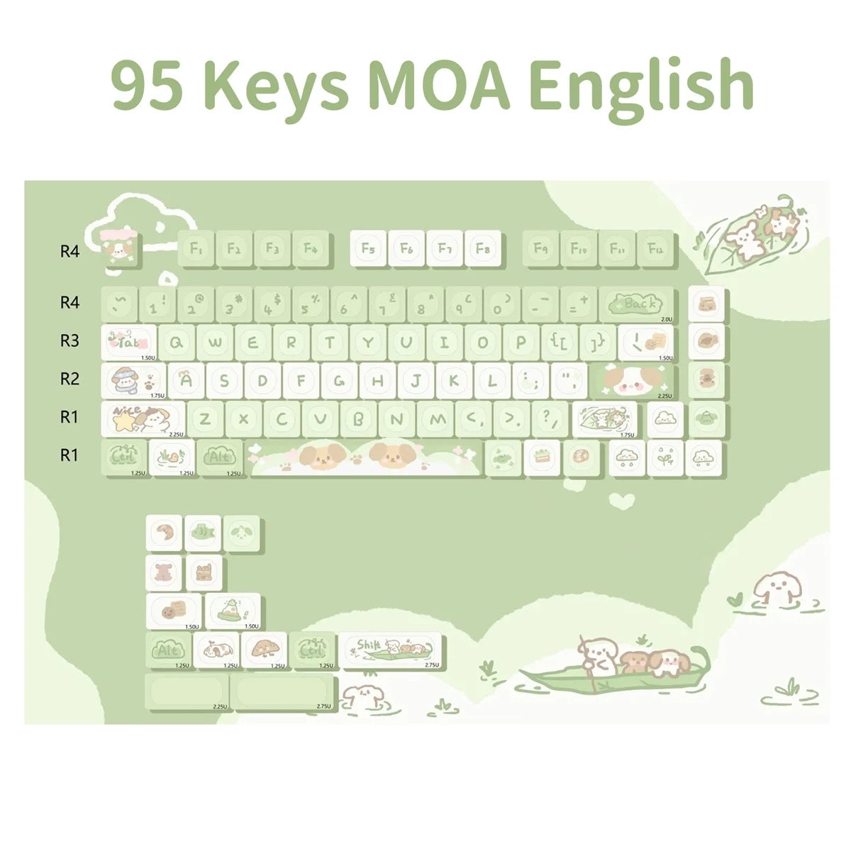 Dessert Cat Theme 95 Keycaps Kit for Mechanical Keyboard childrensterritory