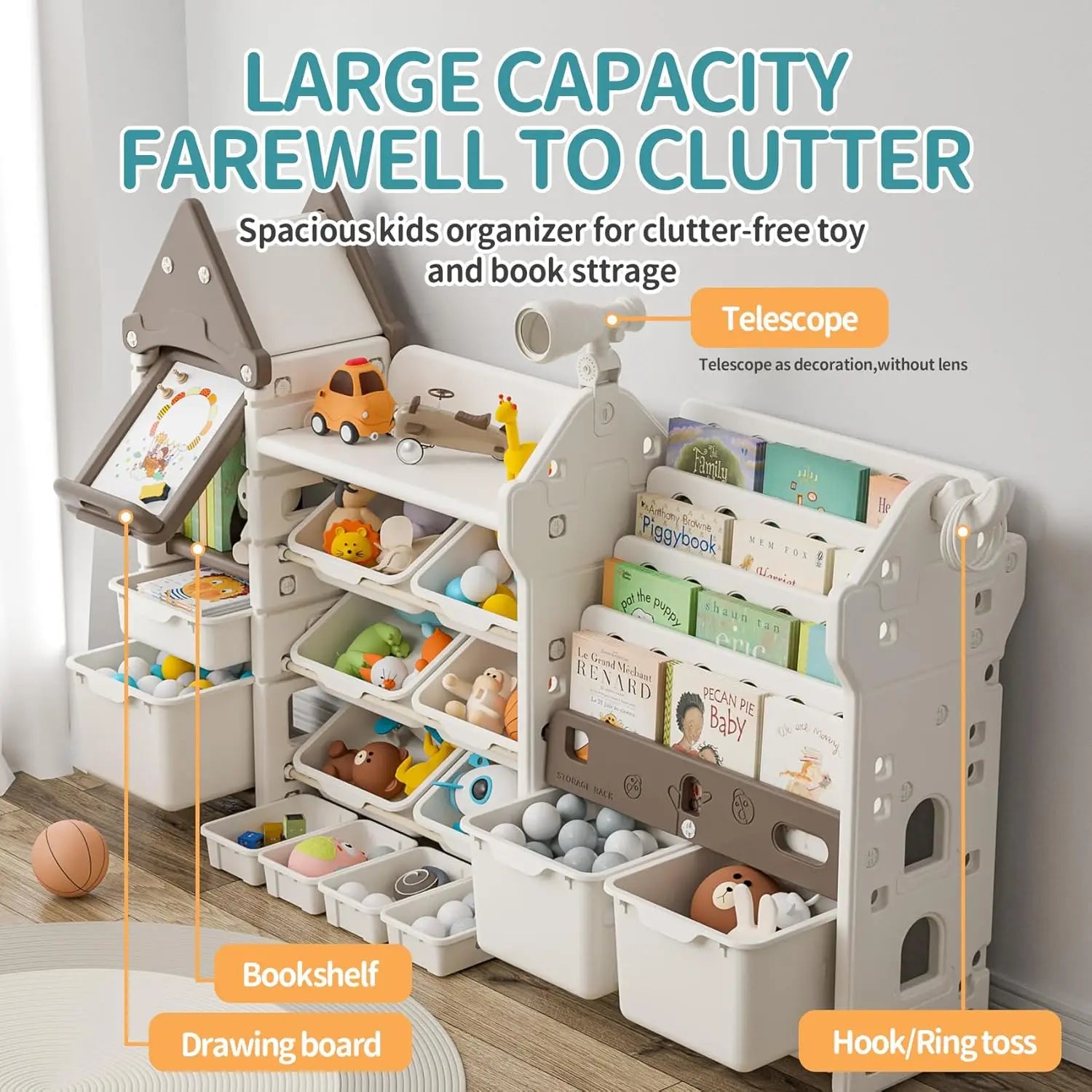 Kids Magic Castle Design Toy Storage Organizer with Telescope childrensterritory