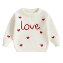 Baby Girl Heart Print Crew Neck Knitted Sweaters childrensterritory