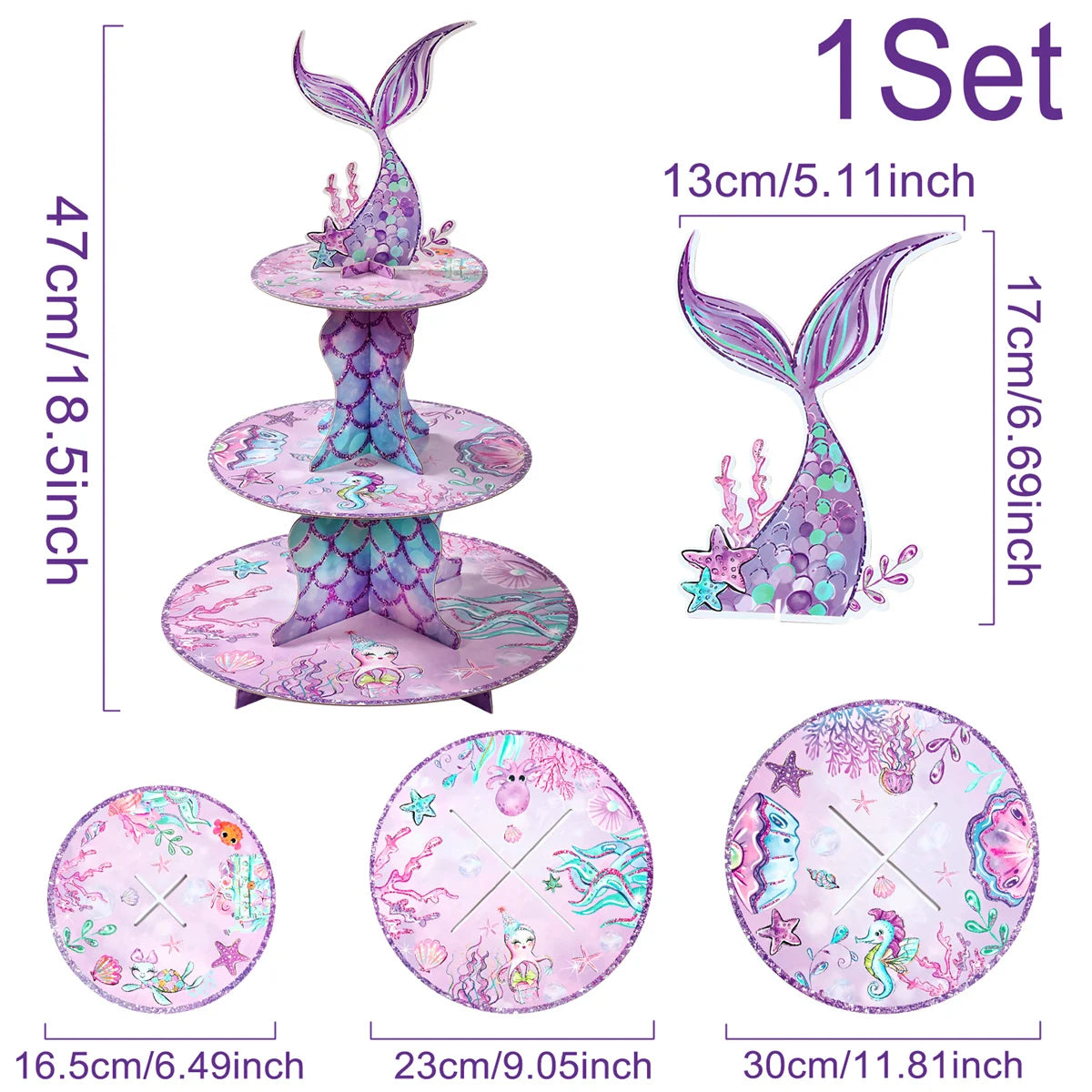 Mermaid-themed Kids Birthday Party Decorations and Tableware Set