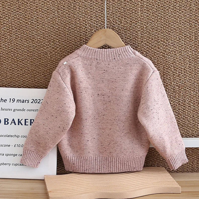 Kids Girls Cute Heart Design Warm High Collar Knitted Sweaters