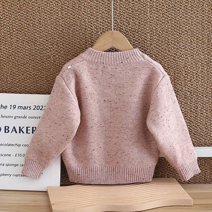 Kids Girls Cute Heart Design Warm High Collar Knitted Sweaters