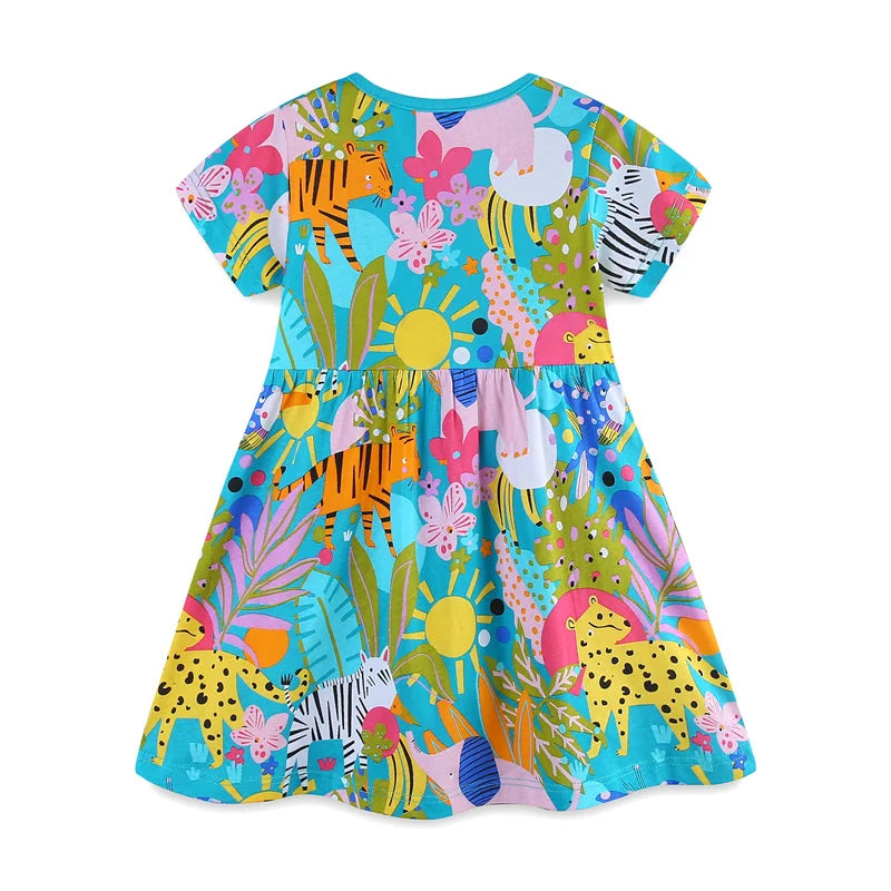 Little Girls Colorful Print Summer Princess Party Dresses childrensterritory
