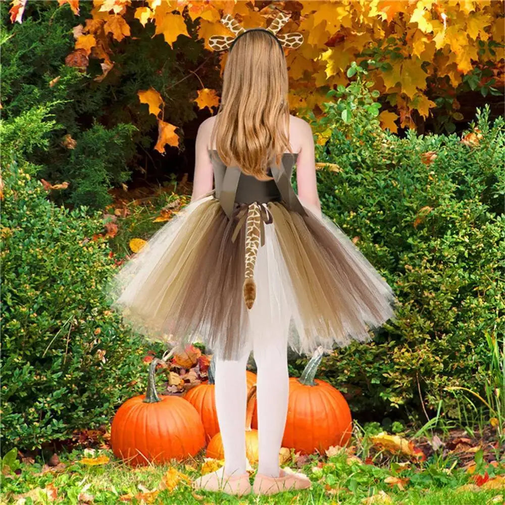 Kids Girls Little Cat Look Tutu Skirt Dresses for School Performance