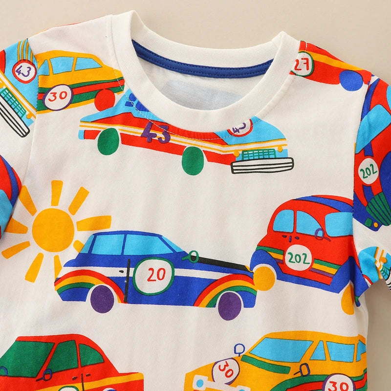 Racing Car Print Summer T-Shirts For Boys