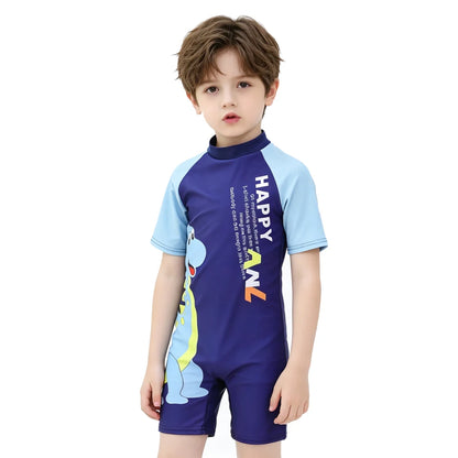 Kids Girls One-Piece Cartoon Print UV Swimsuits
