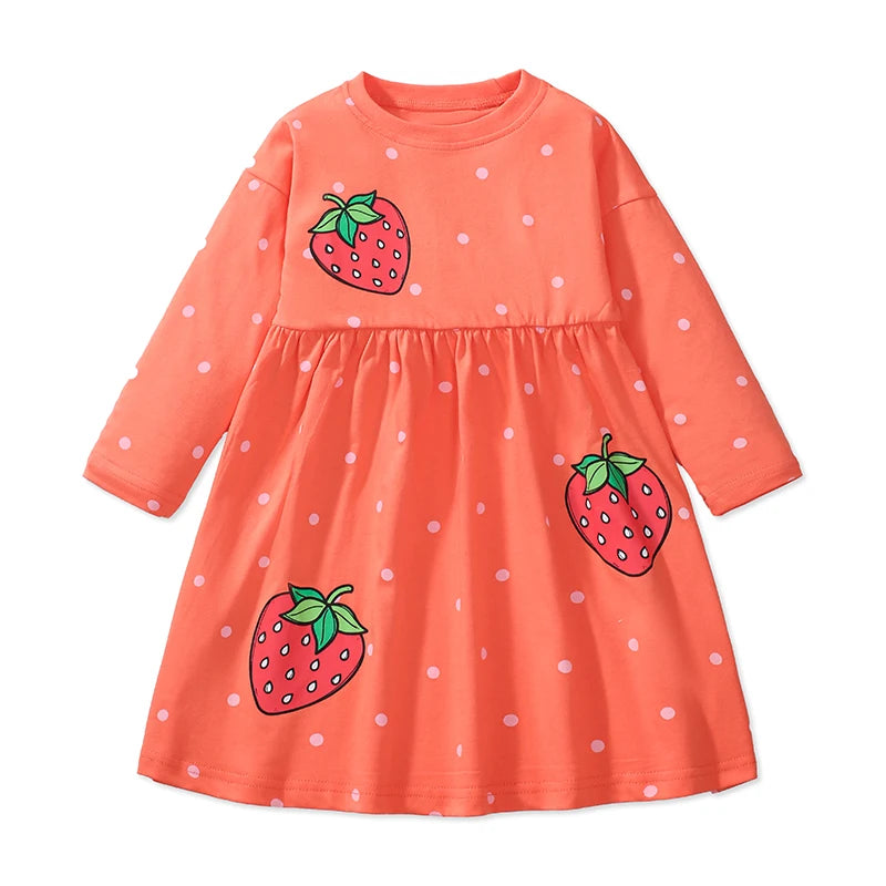 Long Sleeves Unicorn Print Casual Dresses For Girls childrensterritory