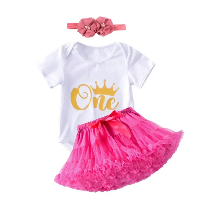 Newborn Girls White Bodysuit with Pettiskirt Tutu Outfits