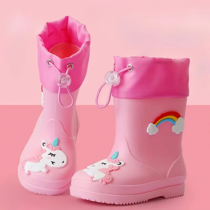 Cartoon Unicorn Design Buckle Non-slip Rain Shoes for Kids childrensterritory