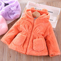 Plush Imitation Fur Hooded Kids Girls Warm Jackets childrensterritory