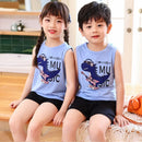 Kid Boy Girl Cartoon Design Sleeveless Cotton Vest and Pajamas Sets childrensterritory