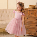 Kids Girls' Solid Color Fluffy Big Bow Design Party Dresses childrensterritory